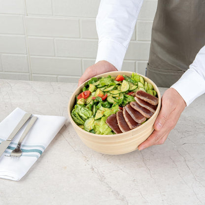 Restaurantware-Bambuddha 15 Ounce Small Salad Bowl, 1 Heavy-Duty Round Salad Bowl - Sustainable, Reusable, Black Bamboo Serving Dish, for Serving Salads, Fruits, and Appetizers