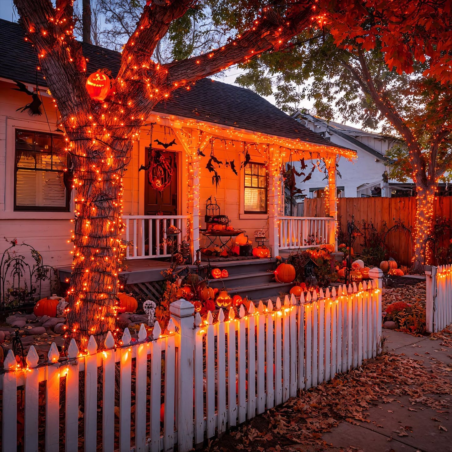 JMEXSUSS 2 Pack 75.5ft Orange Solar Christmas Lights, Total 400 LED Solar String Lights Outdoor Waterproof, 8 Modes Orange Halloween Lights for Tree Patio Garden Thanksgiving Halloween Decorations
