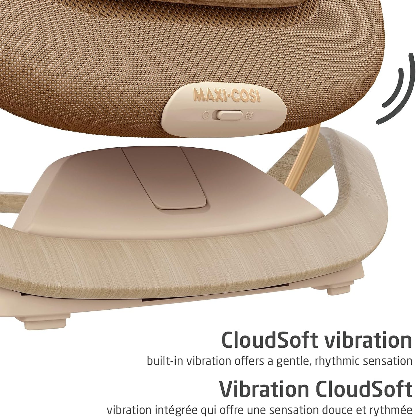 Maxi-Cosi Dove Pro Baby Bouncer – Elegance Bronze Natural Bouncing, Vibrating, Compact Fold, Lightweight, 3-Position Recline, Washable Fabrics, Fits Newborn to Toddler