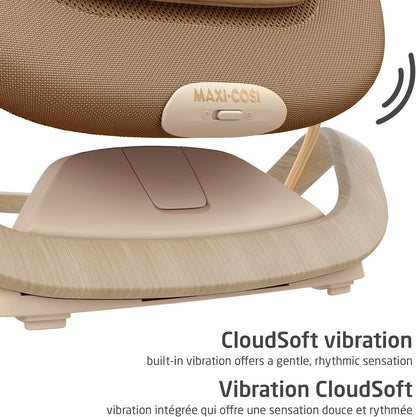 Maxi-Cosi Dove Pro Baby Bouncer – Elegance Bronze Natural Bouncing, Vibrating, Compact Fold, Lightweight, 3-Position Recline, Washable Fabrics, Fits Newborn to Toddler