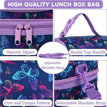 VASCHY Lunch Box Bag Men, Insulated Two Compartments Bento Cooler Bags for Adults/Women/Kids for School,Daycare,Kindergarten,Picnic Black