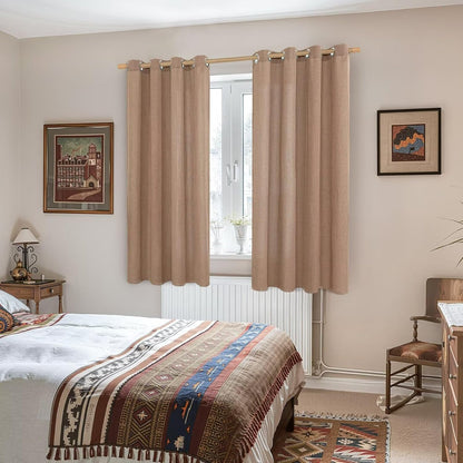 YoungsTex Natural Linen Curtains 84 Inch Long for Living Room Bedroom Grommet Top Light Filtering Privacy Linen Textured Window Semi Sheer Drapes, 2 Panels, 52x84 Inch, Natural