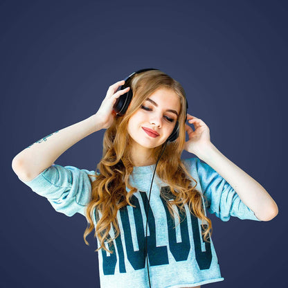 LORELEI X6 Over-Ear Wired Stereo Bass Headphones with Microphone, Lightweight, Foldable & Portable with 1.45M No-Tangle for Smartphone, Tablet, MP3/4, Space Black