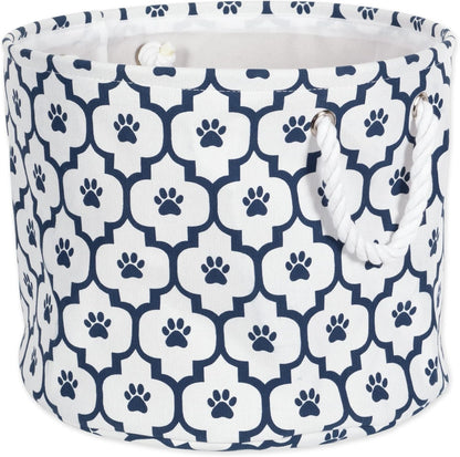 DII Bone Dry RoundSmall Pet Toy and Accessory Storage Bin, 12"(Dia) x9(H), Collapsible Organizer Storage Basket for Home Decor, Pet Toy, Blankets, Leashes and Food-Gray Stripes