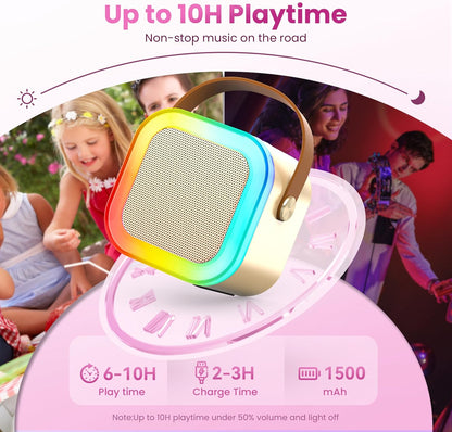 Karaoke Machine for Kids Adults, Portable Bluetooth Mini Karaoke Microphone Singing Speaker Karaoke Player with 2 Wireless Mic Toys for All Smartphones,Birthday, Family,Home Party (Purple)