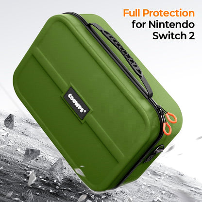 COOWPS Case for Nintendo Switch 2, Hard Shell Full Protection All-in-One Travel Case with 4pcs Thumb Grip Caps & 20 Game Card, Slots Soft Lining Carrying Case for Switch 2 Accessories Pro Controllers