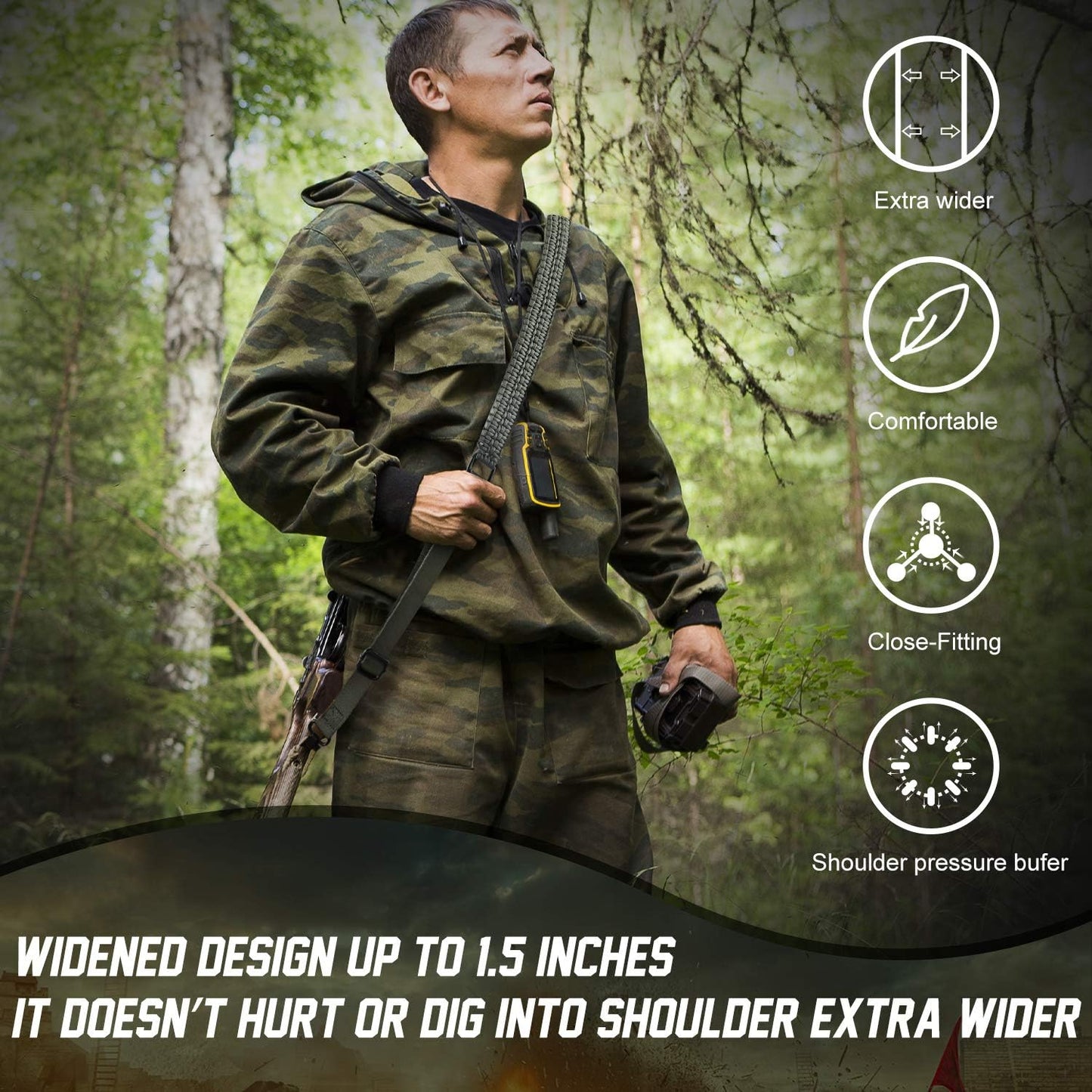 VVAAGG Two-Point Sling with Swivel, Non-Slip Paracord Sling with Adjustable Length Strap