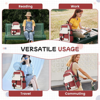 School Backpack for Women Men College High School Bags for Boys Girls Casual Daypack Laptop Backpack Waterproof Black Bookbag Travel Rucksack