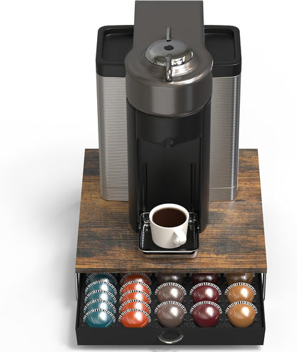 DecoBrothers Vertuo Pod Holder VertuoLine Drawer Storage for Nespresso Coffee Capsules, Crystal Tempered Glass, White