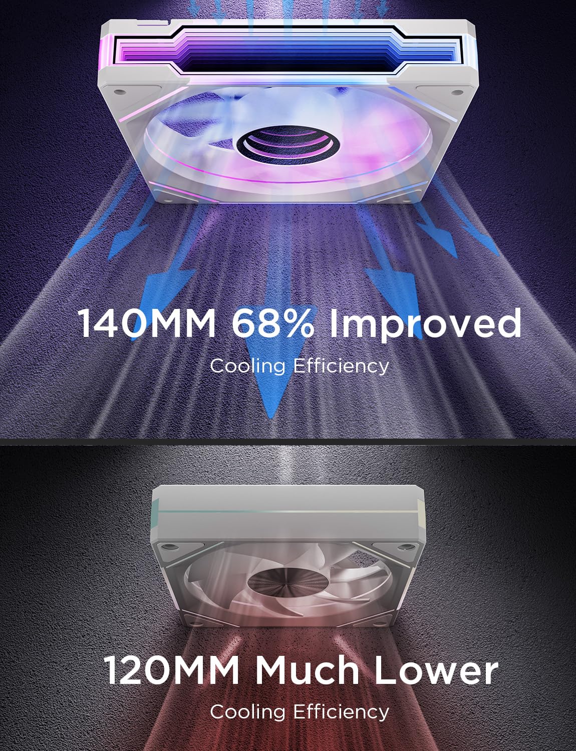 AsiaHorse AMICI-5GT RGB PC Fans, Infinity Mirror ARGB Fans HDB Bearing Fan Speeds Up to 1800 RPM with 24 LED Lights, Forward Blade Fan Compatible Motherboard Aura SYNC (Reverse Blade, 3_Pack_Black)