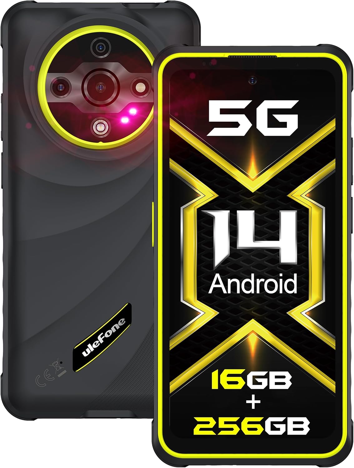 5G Rugged Phone, Ulefone Armor X31 Pro Unlocked Smartphone, MTK Dimensity 6300 5G, 16GB+256GB, Android 14, 6.56” 120Hz, 64MP Main Cam., 25MP Night Vision Cam., 6050mAh, Google Lens, NFC - Black