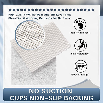 Square Shower Mat, Non Slip Bath Mat, Loofah Shower Stall Mats for Walk-in Shower, 32 x 32 Inches Shower Floor Mat with Drain, Bath Mats for Showers Bathroom, Tub, Seniors