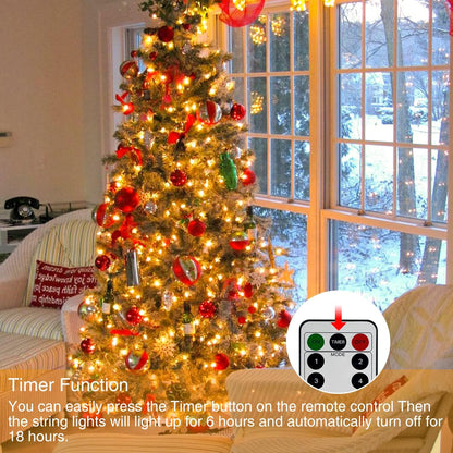 [Timer] 3 Packs Outdoor Fairy Lights Battery Powered, 33ft 100LED Battery String Light with Remote, 8 Modes, Waterproof Copper Wire Twinkle Light for Garden Wedding Tree Party Xmas Decor (Warm White)