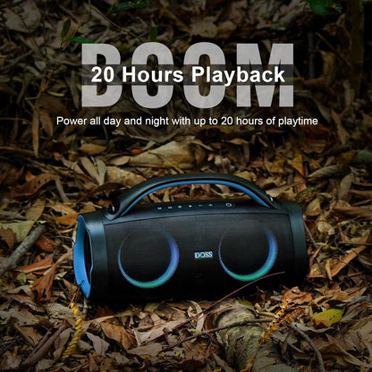DOSS Extreme Boom Pro Bluetooth Speaker with 100W Stereo Sound, Rich Bass, 20H Playtime, Mixed Color Light, IPX6 Waterproof Haut parleur for Camping, Beach, Outdoor-Orange