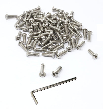 iexcell 50 Pcs M6 x 20mm Thread Pitch 1 mm Stainless Steel 304 Hex Socket Button Head Cap Screws Bolts Kit