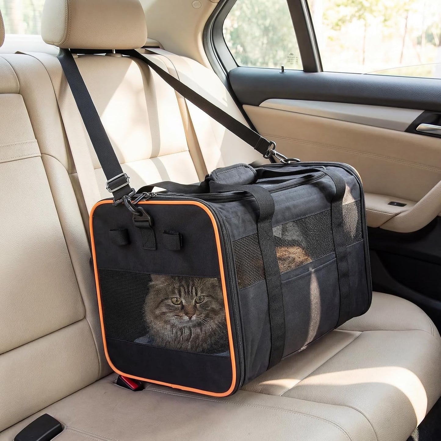Giantex Rolling Pet Carrier with Wheels, Foldable Cat Carrier with Telescopic Handle, Breathable Mesh Dog Crate with Safety Leash & Washable Pad, Portable Pet Travel Bag for Small Pets up to 33 lbs