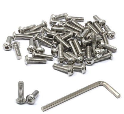 iexcell 50 Pcs M6 x 20mm Thread Pitch 1 mm Stainless Steel 304 Hex Socket Button Head Cap Screws Bolts Kit
