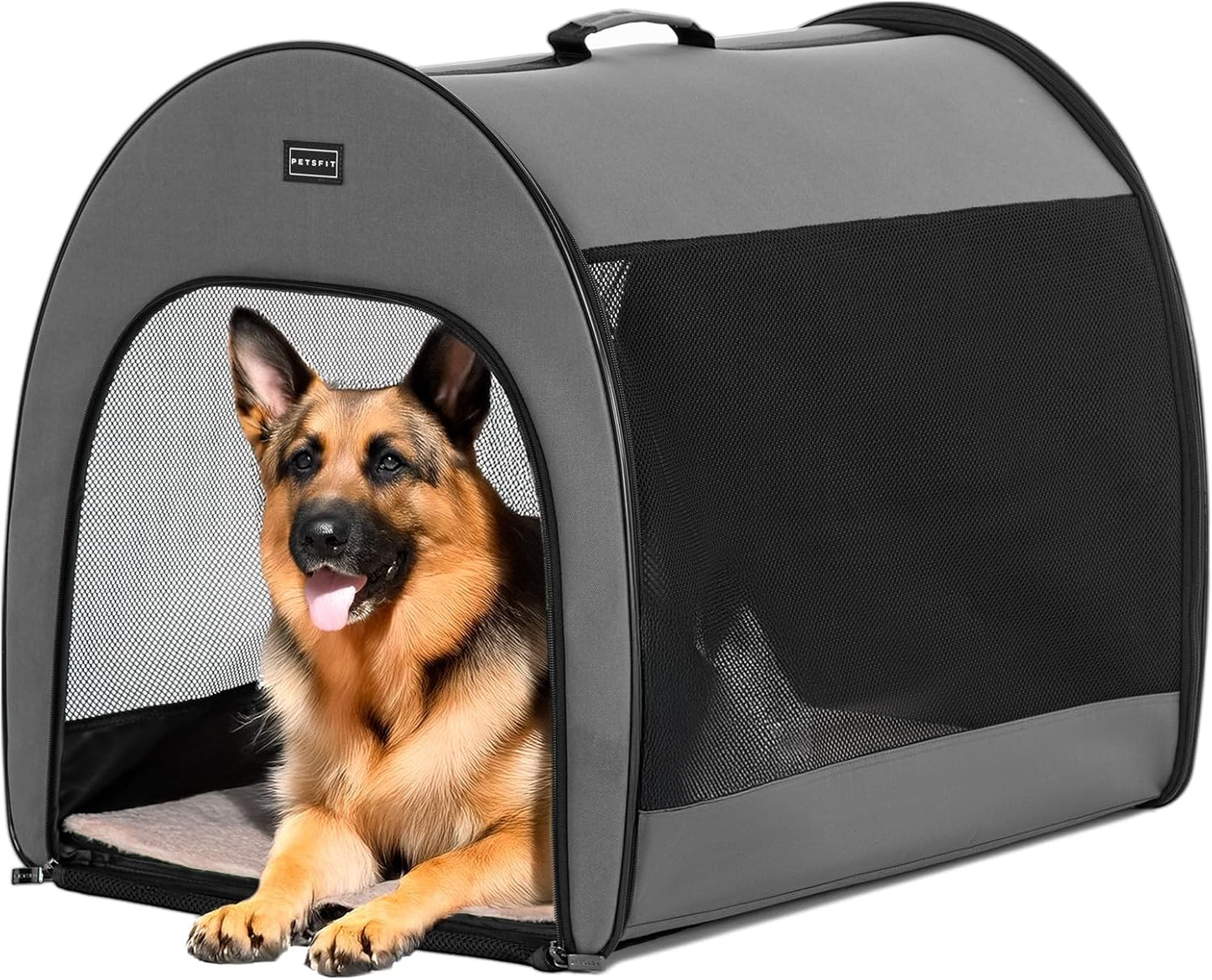 PETSFIT Soft Sided Dog Crate, Travel Dog Crate - 19 Inch Lightweight, Roomy, Easy to Set Up, Sturdy Portable Dog Kennel with Thick Mat, Navy Blue