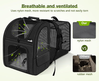 Pecute Pet Carrier Backpack, Dog Carrier Backpack Expandable with Breathable Mesh for Pets ＜6kg, Pet Backpack Carrier for Hiking Travel Camping Outdoor