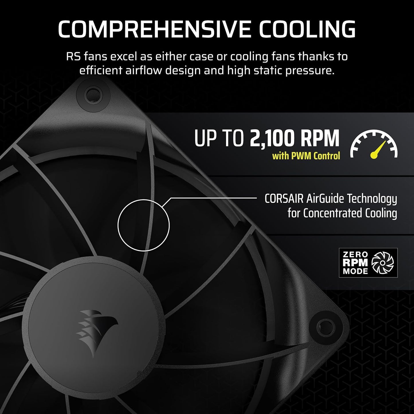 CORSAIR RS120 ARGB 120mm PWM Fan – Daisy-Chain Connection – Low-Noise – Magnetic Dome Bearing – Single Pack – White
