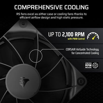 CORSAIR RS120 ARGB 120mm PWM Fan – Daisy-Chain Connection – Low-Noise – Magnetic Dome Bearing – Single Pack – White