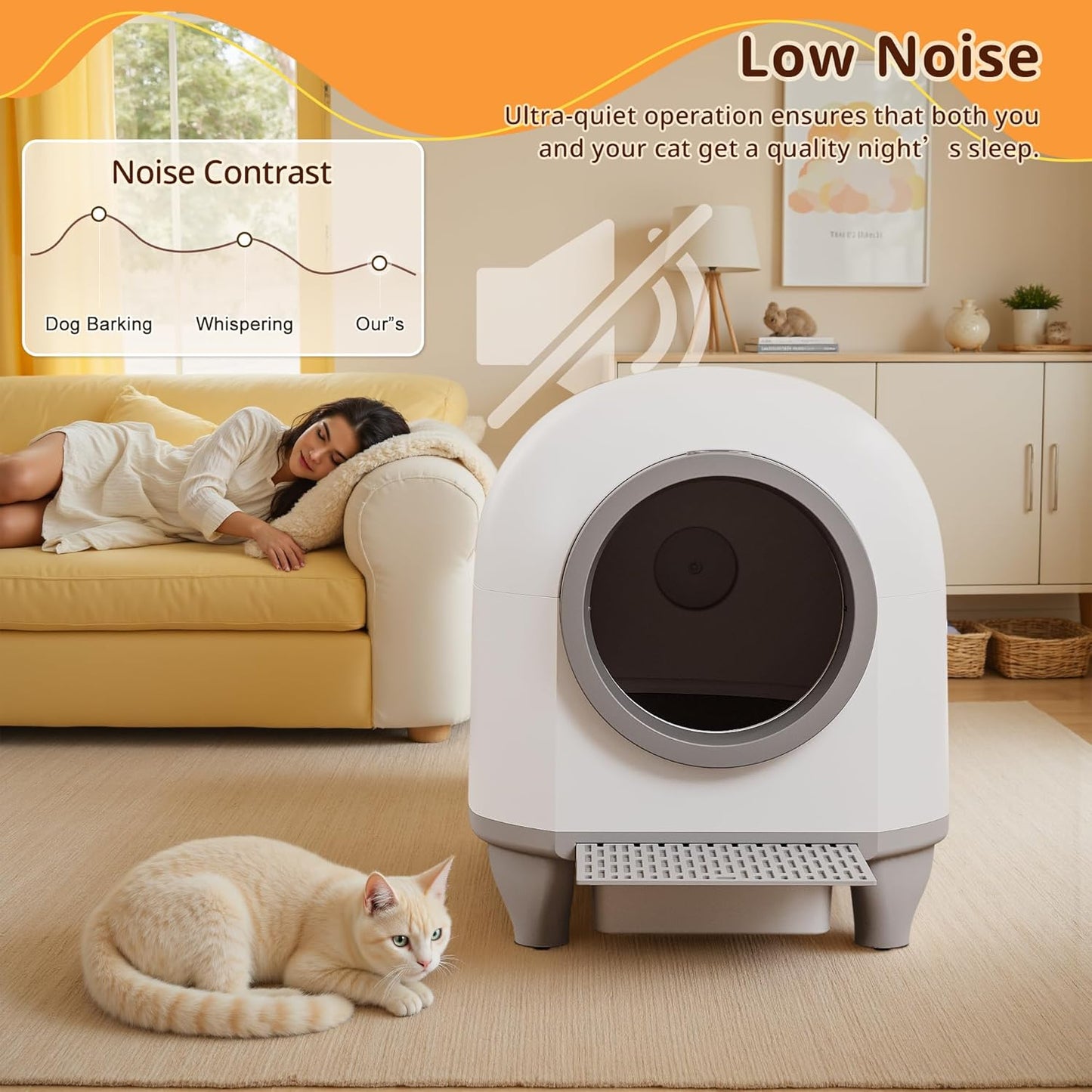 VICTONE Self Cleaning cat Litter Box with App Control Support Safety Protection, 90L Automatic Cat Litter Box for Multiple Cats with A Complimentary Garbage Bag (White)