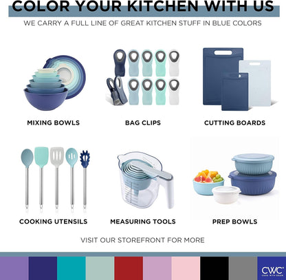 COOK WITH COLOR Prep Bowls with Lids- 8 Piece Nesting Plastic Small Mixing Bowl Set with Lids (Teal Ombre)