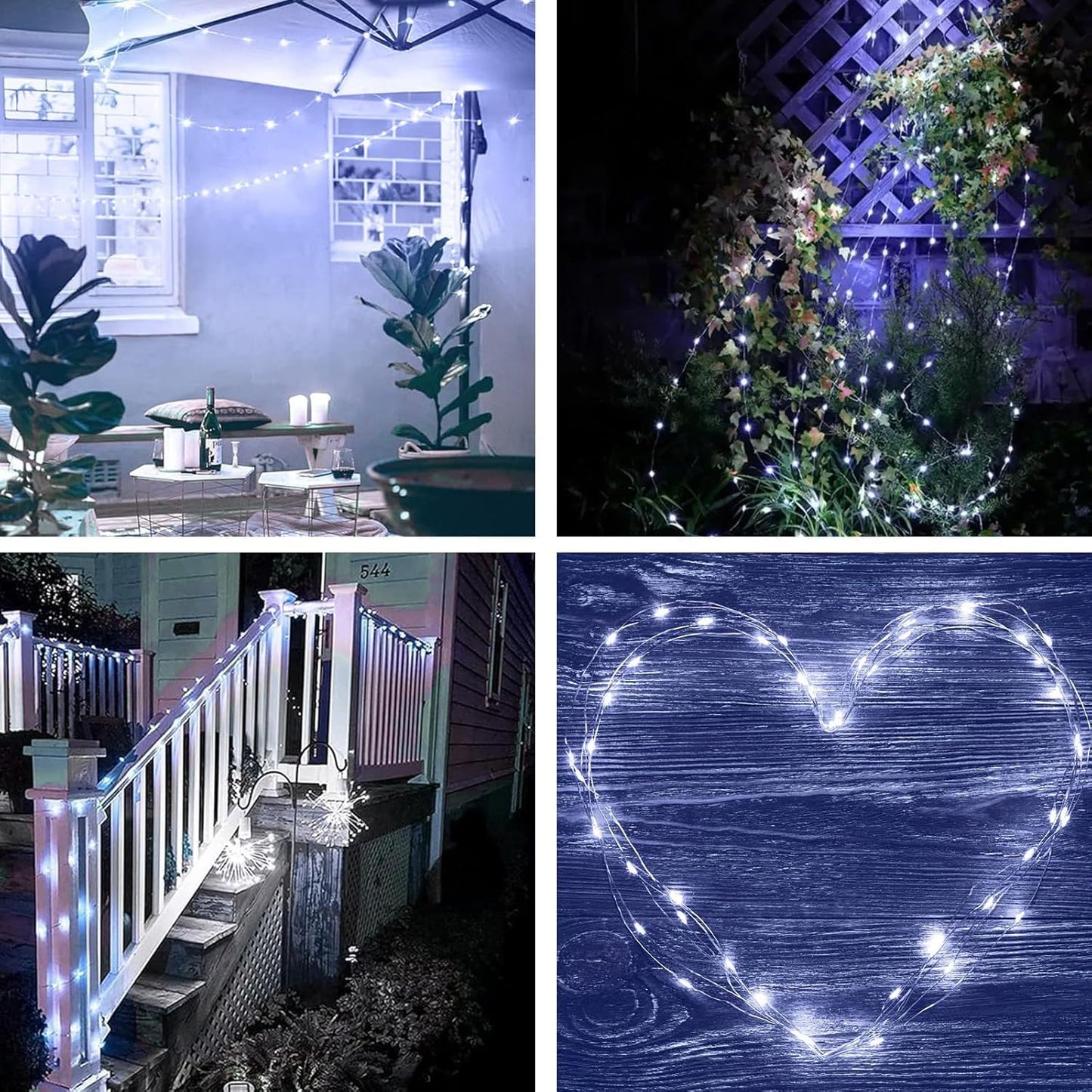Solar Fairy Lights Outdoor, 2 Pack Total 240 LED Solar String Lights, 8 Modes Solar Twinkle Lights Outdoor Waterproof, Copper Wire Lights for Garden Tree Yard Party Christmas Decorations (Cool White)