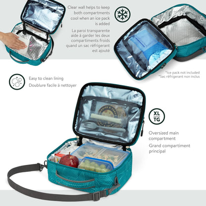 Roots Original 3-in-1 Matching Water Resistant Backpack and Lunch Bag Set with Bonus Pencil Case - Made From 100% Recycled Fabrics - 33 litres, Blue, Large