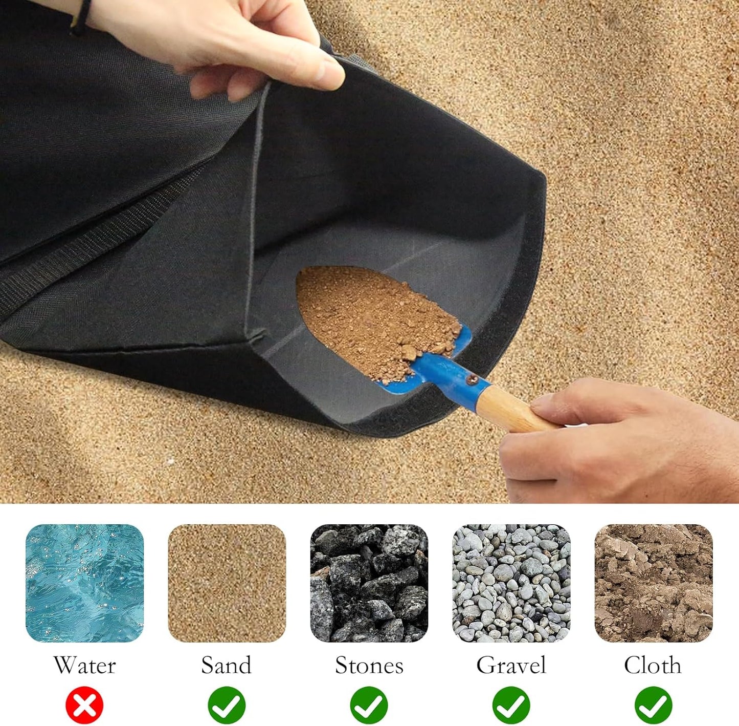2Pcs Umbrella Base Weight Sand Bags 2 x 44 LBS Fillable Empty SandBags, Outdoor Poolside Accessories Heavy-Duty for Garden Backyard Furniture Trampoline Patio Black