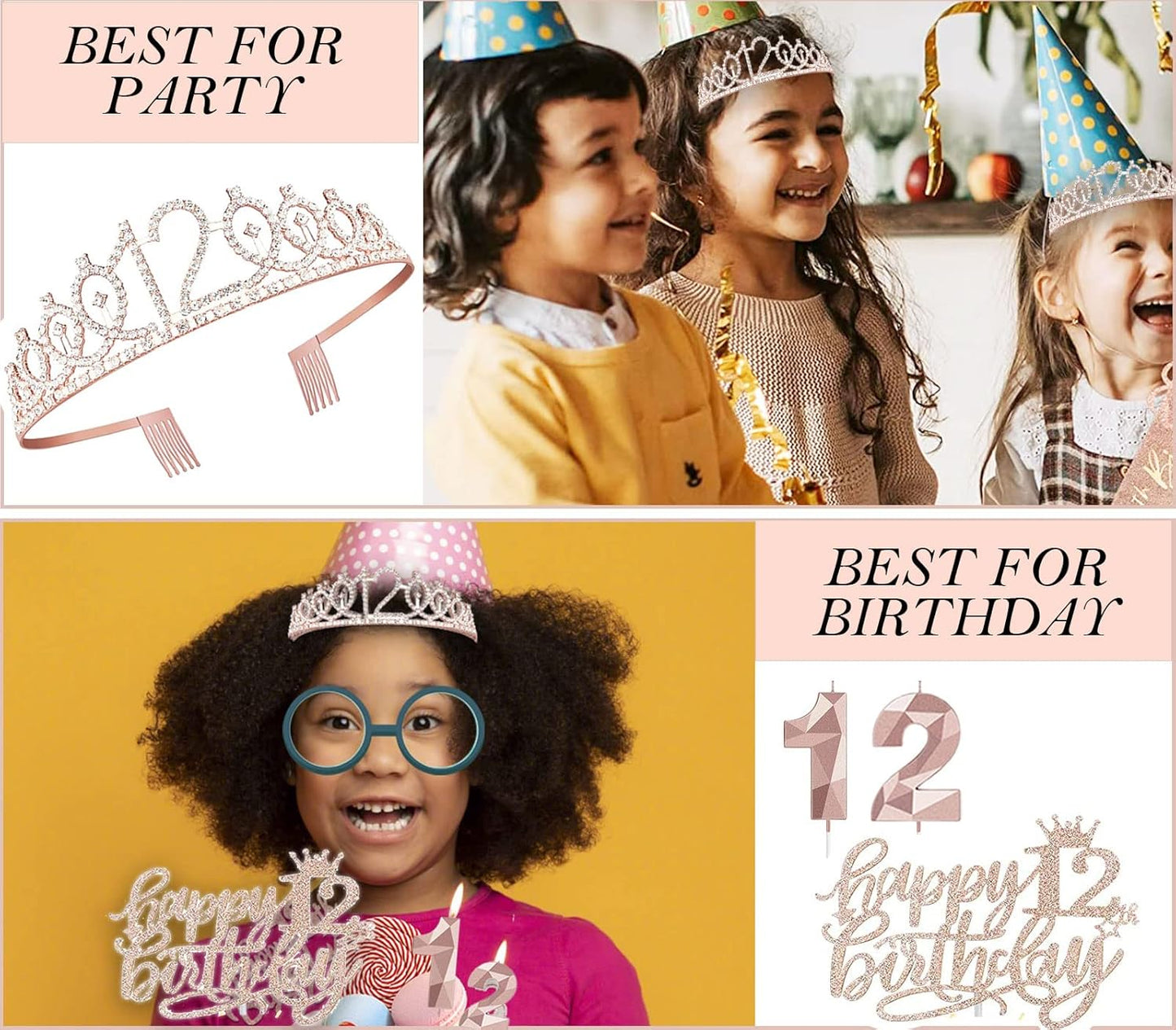 8pcs 40th Birthday Decorations gifts for Women, Including 40th Happy Birthday Cake Topper, Queen Sash with Pearl Pin, Sweet Rhinestone Tiara Crown for Women, Number Candles and Balloons (Rose Gold)