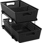 2 Tier Pull-Out Bathroom Organizer with Sliding Drawers, Under Sink Storage Rack, Black - PuriLite