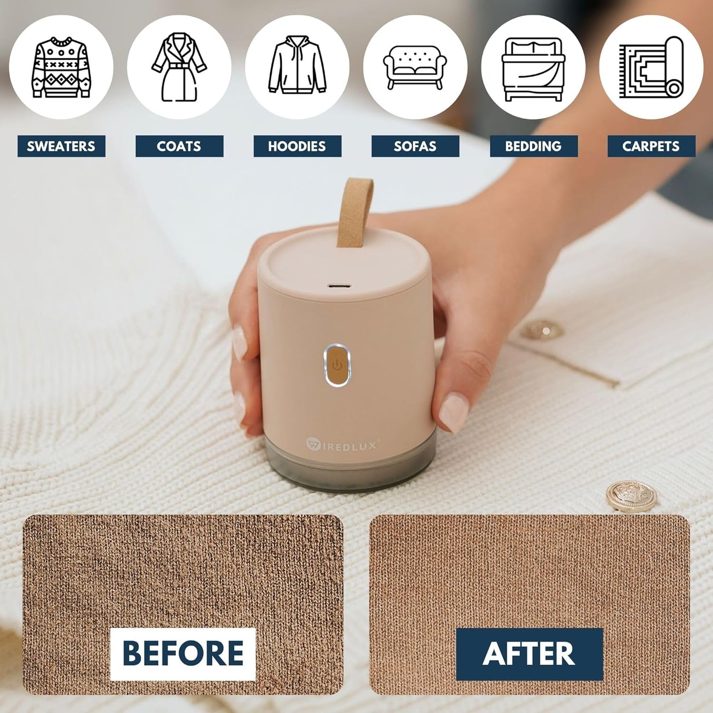 Electric Lint Remover for Clothes and Sweaters, Rechargeable Fabric Shaver with Dual Speed, Portable Pill Remover for Wool, Cotton, and Home Fabrics - PuriLite