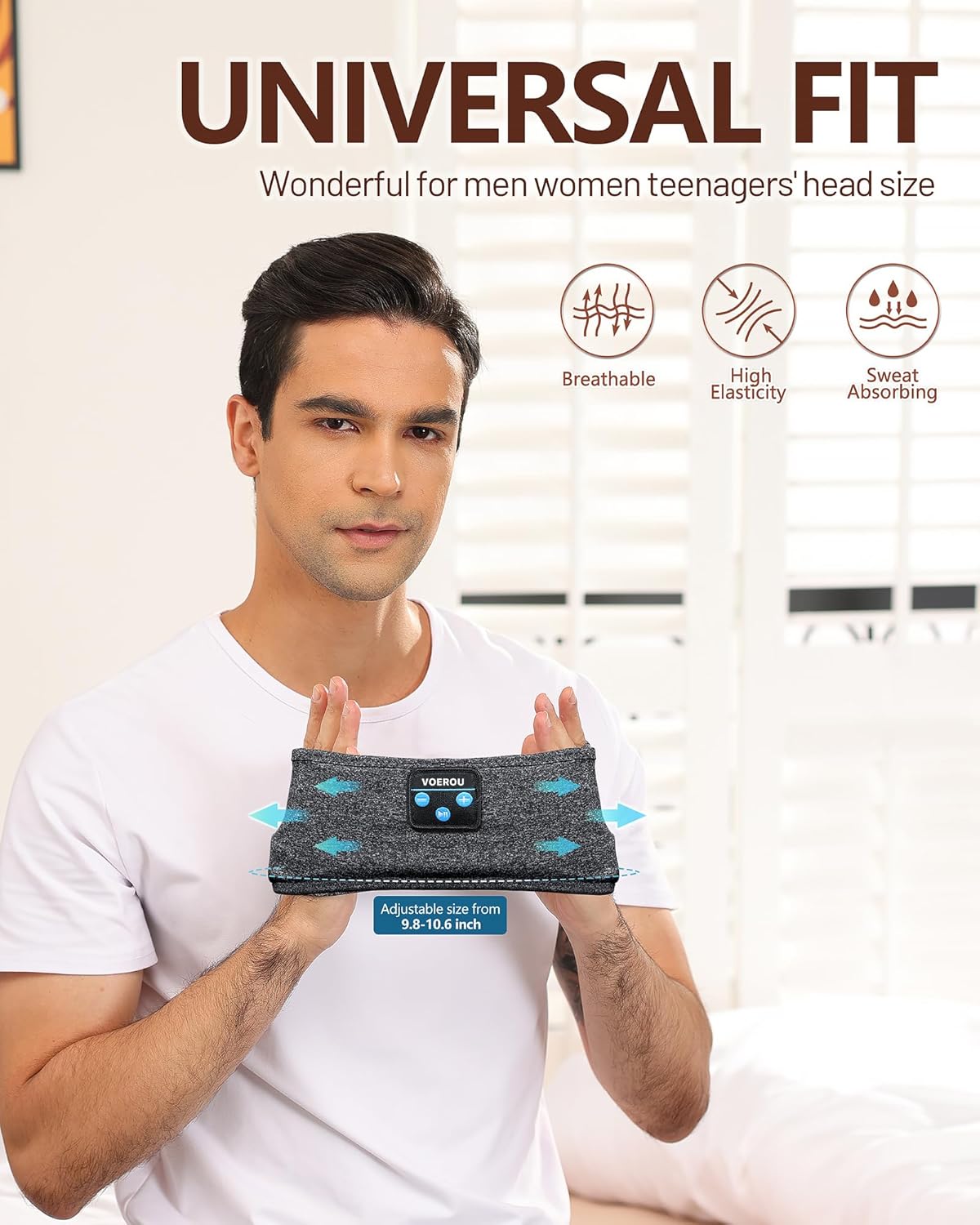 Sleep Headphones Bluetooth Headband, Voerou Wireless Sleeping Headphones Earbuds Sleep Mask with Stereo Speakers-Cool Tech Gadget for Men Women,Perfects for Sleep Workout Running Yoga Travel Insomnia