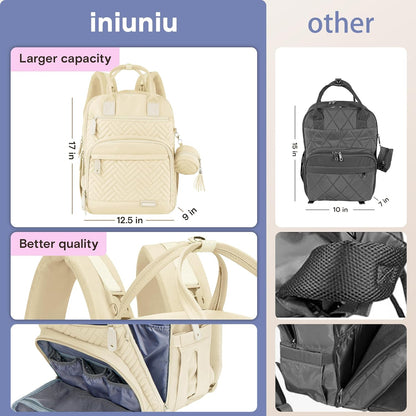Diaper Bag Backpack, iniuniu Large Baby Bags with Diaper Pouch, Washable Changing Pad, Pacifier Case and Stroller Straps