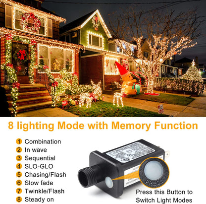 Haili Halloween Lights Outdoor, 105 FT 300 LED Halloween String Lights with Memory Function, Plug in 8 Mode String Lights for Halloween,Christmas,Party, Patio, House Decoration (Purple Orange)