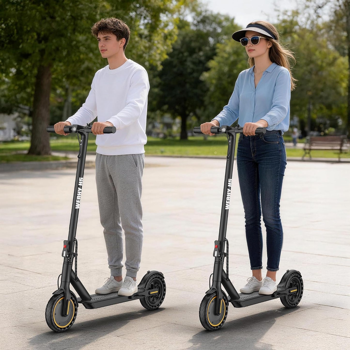 Electric Scooter, 350W Power Motor, Max 30 KM/H & 20-30 KM Range, 8.5" Solid Tire, Foldable Commuting E-Scooter for Adults & Teens with Dual Brake, Max Load 120KG