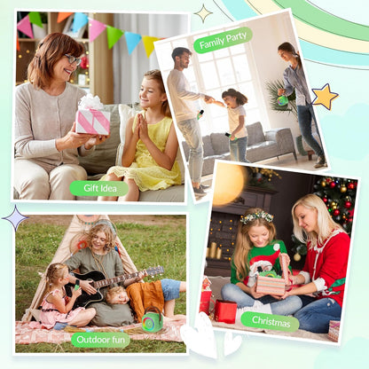 Mini Karaoke Machine：Portable Bluetooth Karaoke Microphone Singing Speaker with 2 Wireless Mic and Light Kids Adults,Christmas Birthday Gifts for Girls Boys Family Home Party(Green)