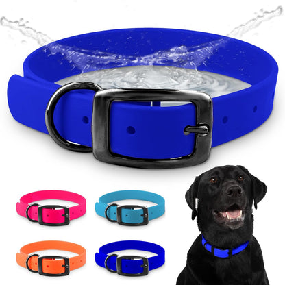 Regal Dog Products Large Pink Waterproof Hunting Dog Collar with Heavy Duty Black Hardware Buckle & D Ring | Custom Fit Vinyl-Coated Webbing Water Resistant Collar for Small, Medium & Large Dogs