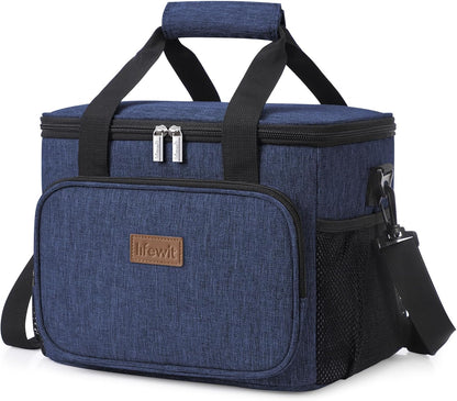 Lifewit Lunch Bag for Men, Insulated Lunch Box Leakproof Soft Cooler Cooling Tote for Adult Women, Waterproof Reusable Lunch Bags for Work Office Outdoor Picnic Camping, Black, 12-Can (9L)