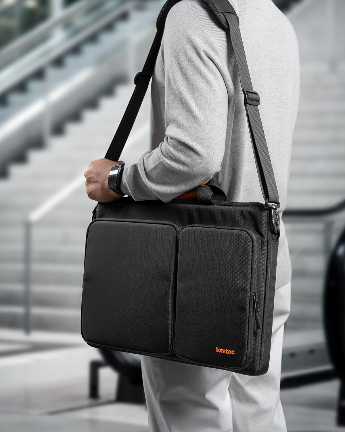 tomtoc 360 Protective Laptop Shoulder Bag for 16-inch MacBook Pro M4/M3/M2/M1 Pro/Max A3403 A3186 A2991 A2485 2024-2019, Water-resistant Sleeve for Dell XPS 15 Surface Book 3 The New Razer Blade 16