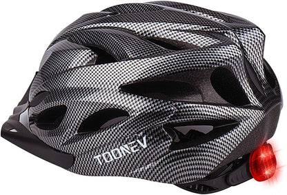 TOONEV Adult Bike Helmet with Safety LED Light,Lightweight Integrally Sport Mountain Bicycle Helmet Adjustable Size 54 to 62CM for Men Women Cycling Helmet