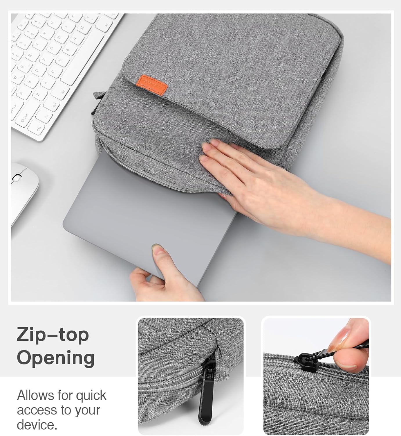 MoKo 13.3-14 Inch Laptop Sleeve Bag Fits MacBook Pro M3/M2 14" 2023, MacBook Pro 13" M2, New MacBook Air 13.6" M3/M2 2024/2022,Tab S8 Ultra 14.6",Handle Carrying Case with Shoulder Strap, Black & Gray - PuriLite