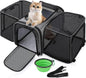 Pecute Cat Carrier Expandable 47x34x33cm, Dog Carrier Foldable, Pet Carrier with Breathable Mesh for Small to Medium Cats and Dogs, Used for Traveling, Camping, Going to The Vet Gray