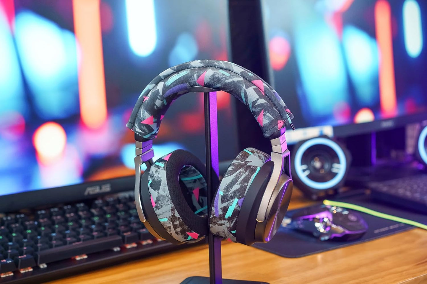 WC BandZ Virtuoso - Protective Headband Cover for Corsair Virtuoso Gaming Headsets - Machine Washable, No More Flaking Leather - Compatible with Virtuoso Wireless, XT, and SE | 90's Black