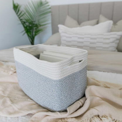 OrganiHaus Soft Woven Baskets for Storage Organization Set of 3, Cotton Rope Nursery Storage Baskets for Shelves, Square Book Bins, Bathroom Towel Hamper, Dog Toy Bins, Panier Rangement - Light Honey