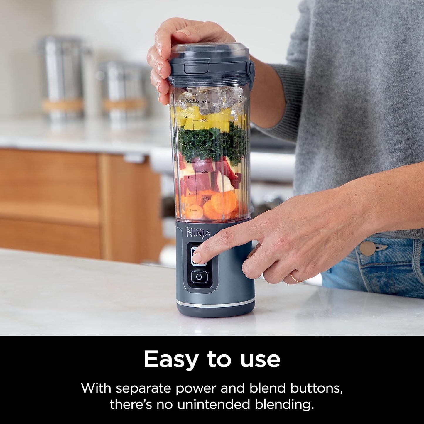 Ninja Blast Portable Blender, Cordless, 18oz. Vessel, Personal Blender for Shakes & Smoothies, BPA Free, Leakproof Lid, USB-C Rechargeable, Black, BC151BKC (Canadian Version)
