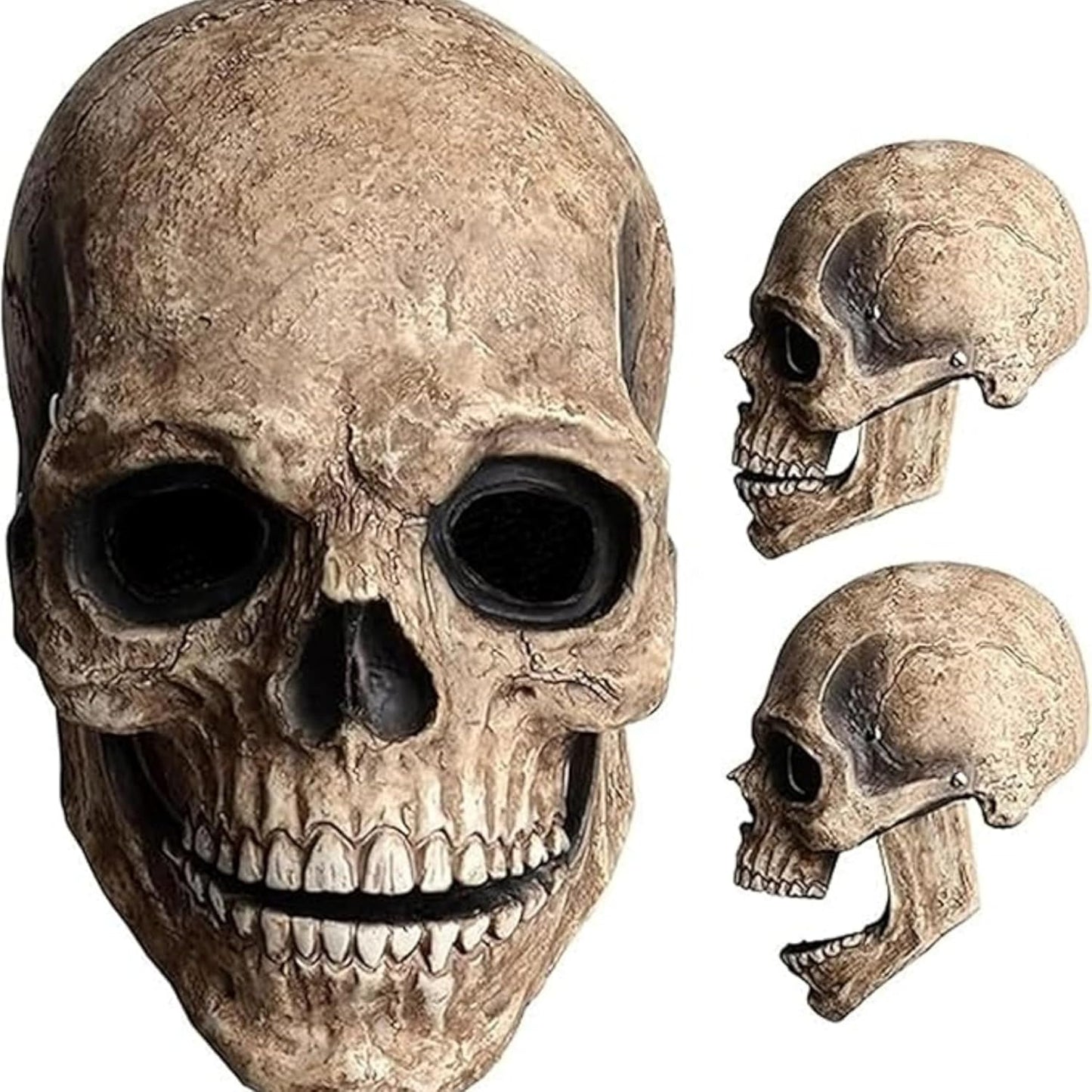 Skull Mask Moving Jaw,Realistic Halloween Mask for Men,Scary Skeleton Grim Reaper Mask,Halloween Creepy Adult Skull Face Mask
