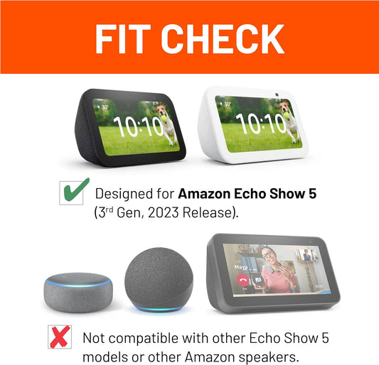 Made for Amazon Tilt + Swivel Stand for Echo Show 5 (3rd Generation), 2023 Release - PuriLite
