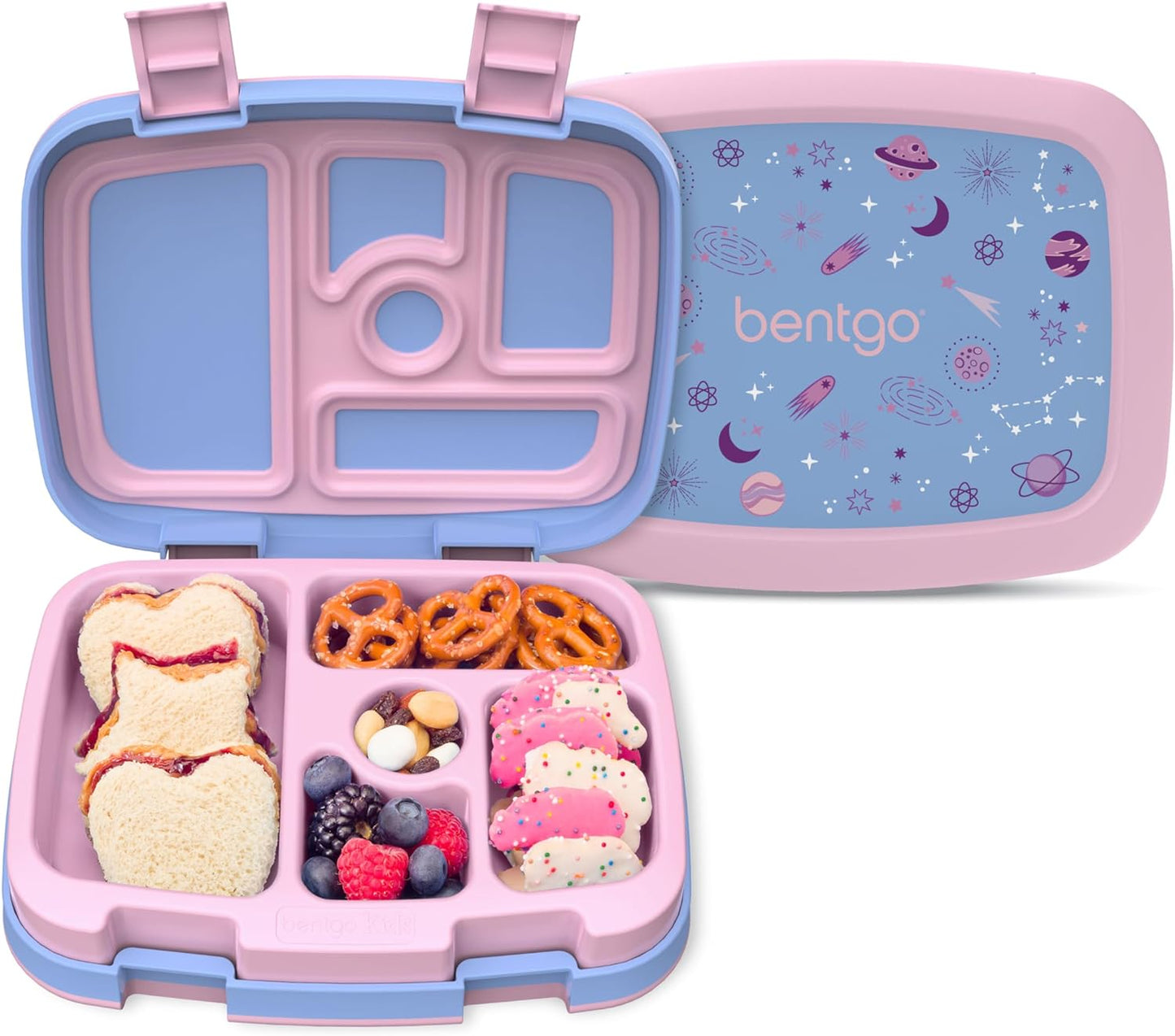 Bentgo Kids Prints Leak-Proof, 5-Compartment Bento-Style Kids Lunch Box - Ideal Portion Sizes for Ages 3-7, Durable, Drop-Proof, Dishwasher Safe, & Made with BPA-Free Materials (Green Rainbow)